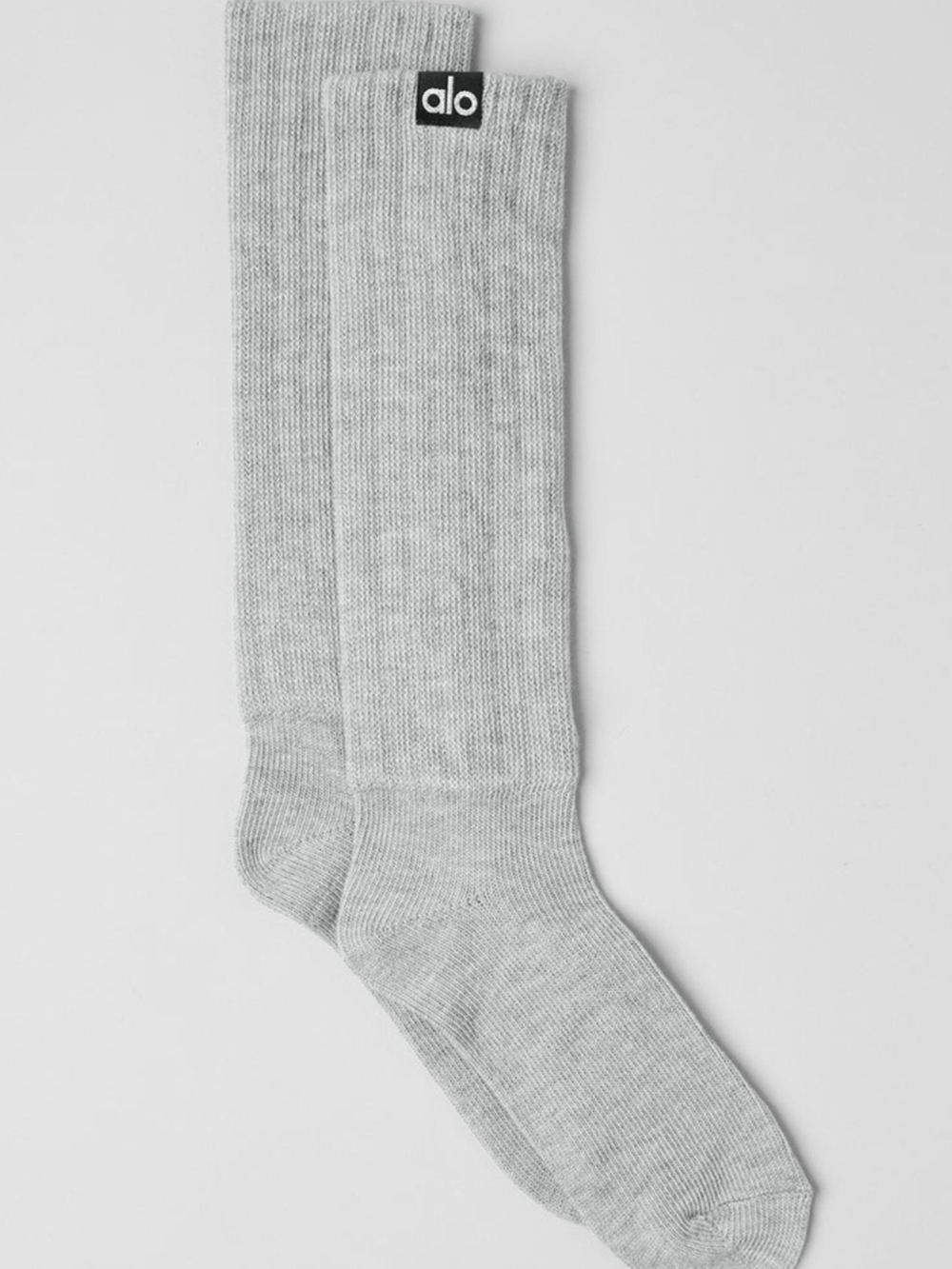 ALO Yoga Light Gray Ribbed Crew Socks UNISEX